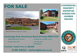 FOR SALE Cambridge Park, Peterhouse Road, Grimsby, DN34