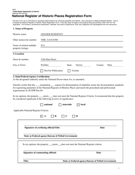 National Register of Historic Places Registration Form