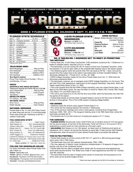 FLORIDA STATE SCHEDULE (*5/5) FLORIDA State Seminoles