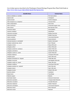 Washington Natural Heritage Program Rare Plant Field Guide At