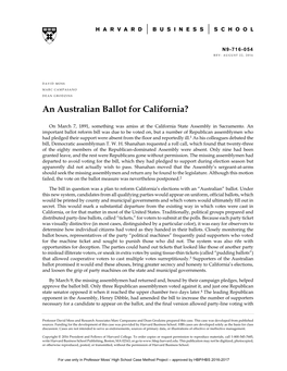 An Australian Ballot for California?