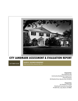 City Landmark Assessment & Evaluation Report