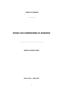 Kitabu Cha Kumbukumbu Za Wabunge