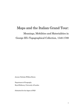 Jeremy Brown Maps Italian Grand Tour Thesis