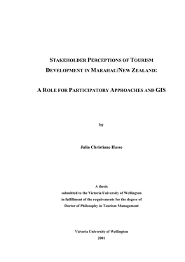 Stakeholder Perceptions of Tourism Development in Marahau/New Zealand