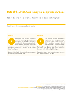 State-Of-The-Art of Audio Perceptual Compression Systems