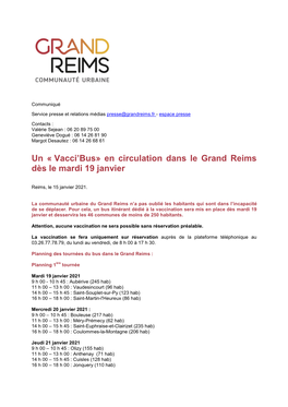 Un « Vacci'bus» En Circulation Dans Le Grand Reims Dès Le Mardi 19 Janvier