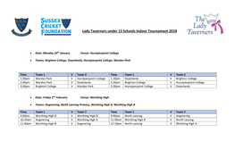 Lady Taverners Under 13 Schools Indoor Tournament 2018