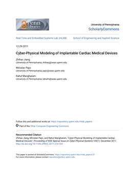 Cyber-Physical Modeling of Implantable Cardiac Medical Devices