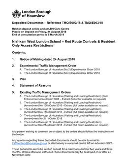 Red Route Controls & Resident Only Access Restrictions