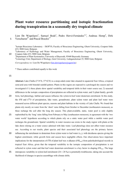 Plant Water Resource Partitioning and Isotopic Fractionation During Transpiration in a Seasonally Dry Tropical Climate