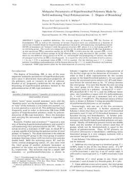 Molecular Parameters of Hyperbranched Polymers Made by Self-Condensing Vinyl Polymerization