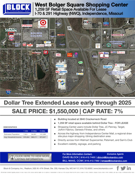Dollar Tree Extended Lease Early Through 2025 SALE PRICE: $1,550,000 | CAP RATE: 7%