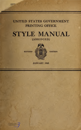 United States Government Printing Office Style Manual (Abridged)