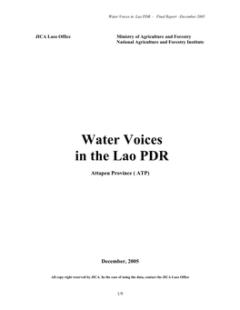 Water Voices in the Lao PDR