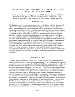 Middle – Upper Devonian Strata Along the Lake Erie Shore, Western New York