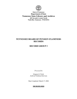 Tennessee Board of Pension Examiners Records