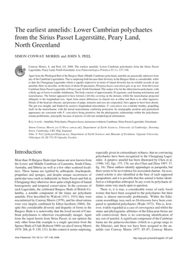 The Earliest Annelids: Lower Cambrian Polychaetes from the Sirius Passet Lagerstätte, Peary Land, North Greenland