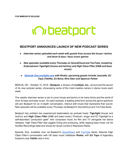 Beatport Announces Launch of New Podcast Series