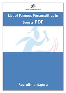 List of Famous Personalities in Sports PDF Recruitment.Guru
