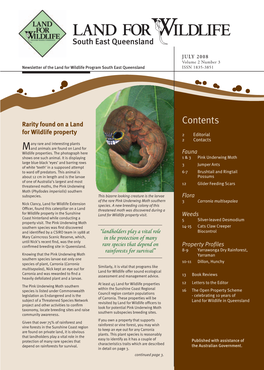 Contents for Wildlife Property 2 Editorial 2 Contacts Any Rare and Interesting Plants Mand Animals Are Found on Land for Wildlife Properties