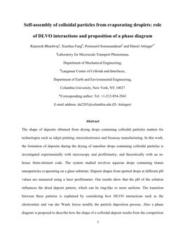Self-Assembly of Colloidal Particles from Evaporating Droplets: Role