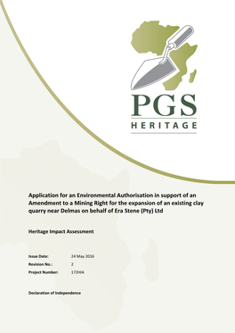 Application for an Environmental Authorisation in Support of An