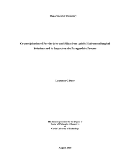 Co-Precipitation of Ferrihydrite and Silica from Acidic Hydrometallurgical Solutions and Its Impact on the Paragoethite Process