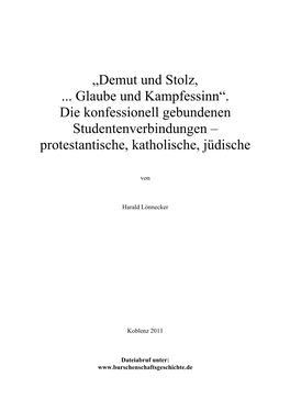 Die Konfessionell Gebundenen Studentenverbindungen – Protestantische, Katholische, Jüdische