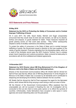GCO Statements and Press Releases