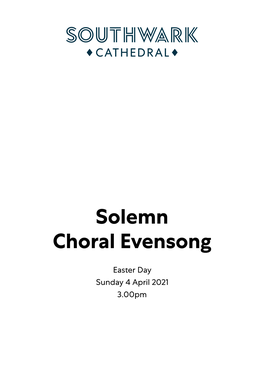 Solemn Choral Evensong