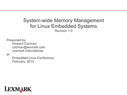 System-Wide Memory Management for Linux Embedded Systems Revision 1.0