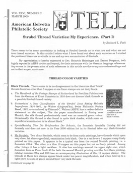 American Helvetia Philatelic Society Strubel Thread Varieties: My Experience