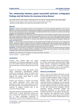 The Relationship Between Gated Myocardial Perfusion Scintigraphy Findings and Risk Factors for Coronary Artery Disease