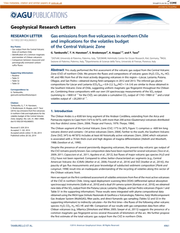 Gas Emissions from Five Volcanoes in Northern Chile and Implications For