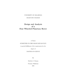 Design and Analysis of a Four Wheeled Planetary Rover