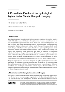 Shifts and Modification of the Hydrological Regime Under Climate Change in Hungary