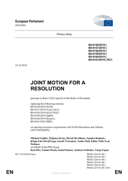 En En Joint Motion for a Resolution