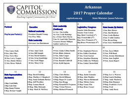 Arkansas 2017 Prayer Calendar