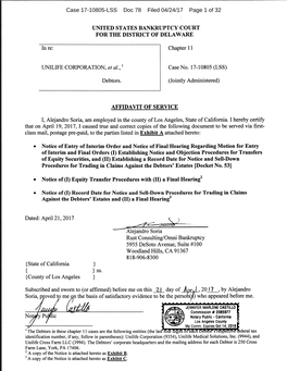 Case 17-10805-LSS Doc 78 Filed 04/24/17 Page 1 of 32 Case 17-10805-LSS Doc 78 Filed 04/24/17 Page 2 of 32