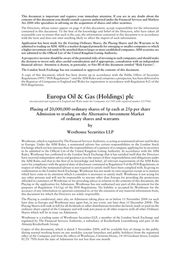 Europa Oil & Gas (Holdings)