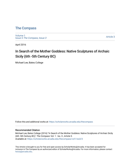 In Search of the Mother Goddess: Native Sculptures of Archaic Sicily (6Th -5Th Century BC)