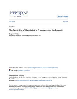 The Possibility of Akrasia in the Protagoras and the Republic