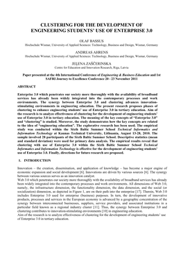 Clustering for the Development of Engineering Students' Use of Enterprise