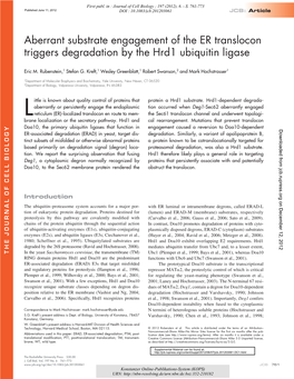 Aberrant Substrate Engagement of the ER Translocon Triggers Degradation by the Hrd1 Ubiquitin Ligase