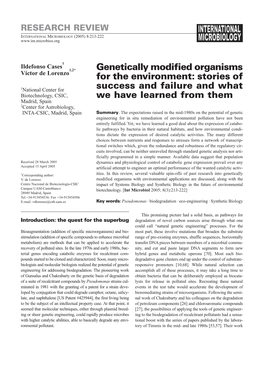 Genetically Modified Organisms for the Environment