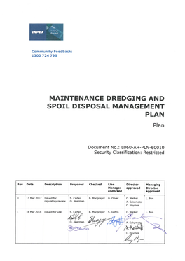 Maintenance Dredging and Spoil Disposal Management Plan