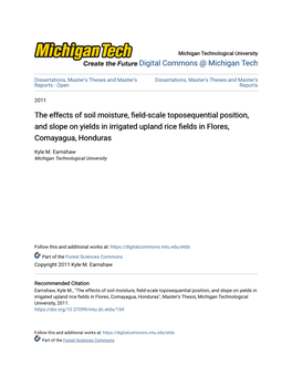 The Effects of Soil Moisture, Field-Scale Toposequential Position, and Slope