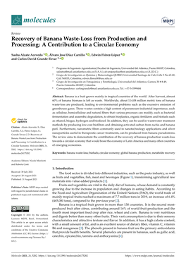 Recovery of Banana Waste-Loss from Production and Processing: a Contribution to a Circular Economy