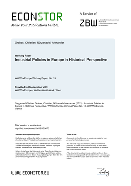 Industrial Policies in Europe in Historical Perspective